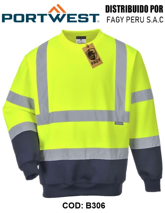 Sudadera bicolor de alta visibilidad B306 - PORTWEST