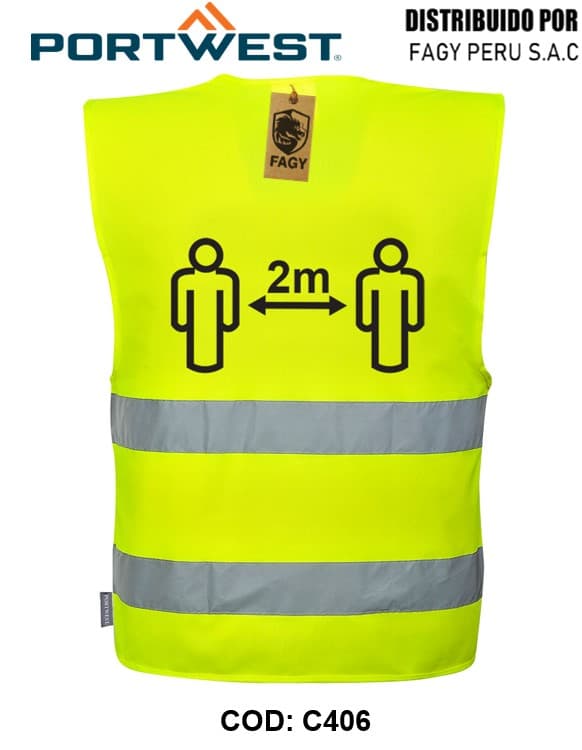Chaleco de alta visibilidad para el Distanciamiento Social 2m C406 - PORTWEST