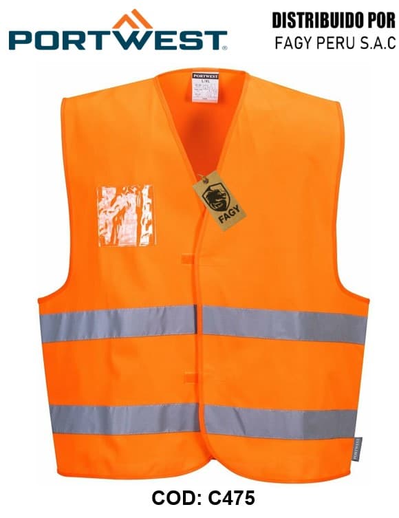 Chaleco de alta visibilidad con porta identificación dual C475 - PORTWEST
