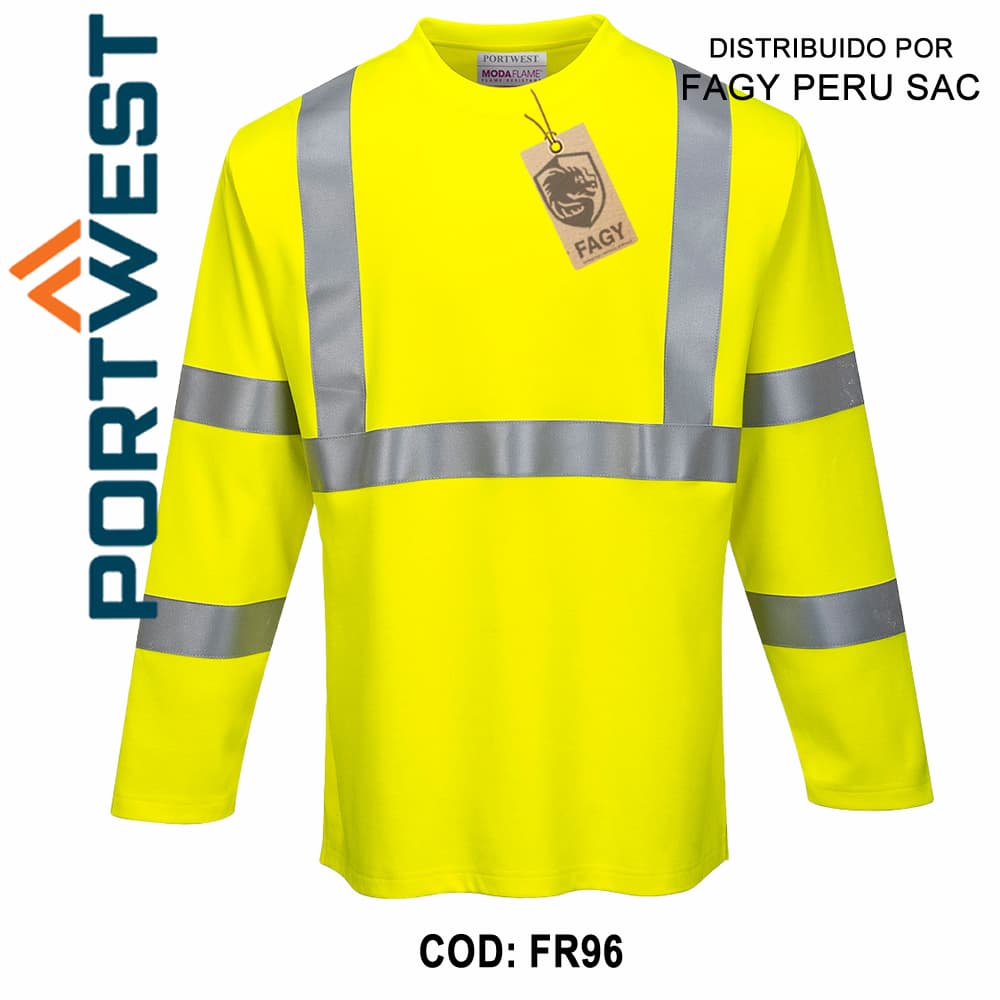 Camiseta de manga larga resistente a la llama y de alta visibilidad FR96 - PORTWEST