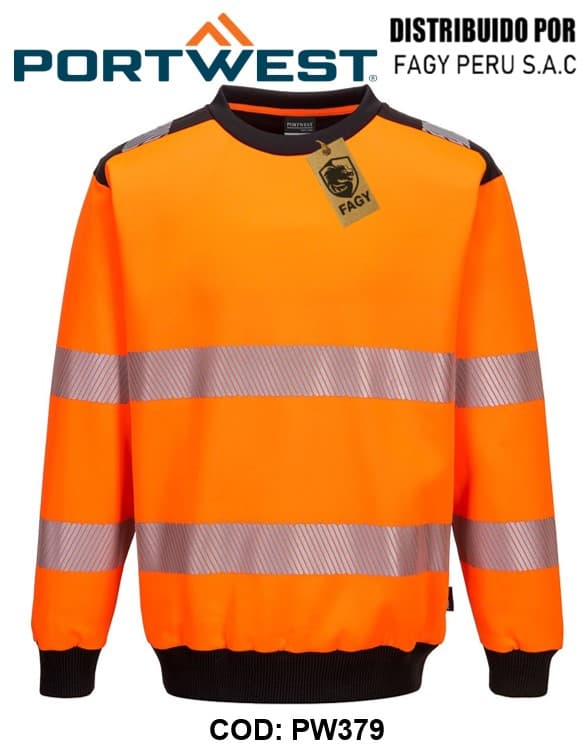 Sudadera PW3 de alta visibilidad con cuello redondo PW379 - PORTWEST