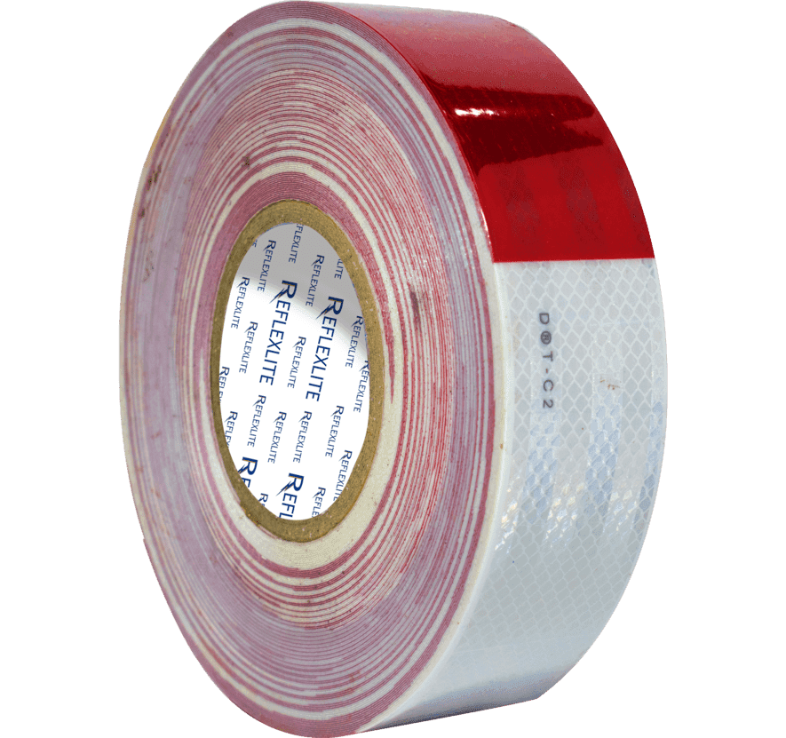 Cinta Reflectiva Rojo/Blanco Sellada Con Lineas Y Logo 5CM(2″) 45.7 Mts - Astara