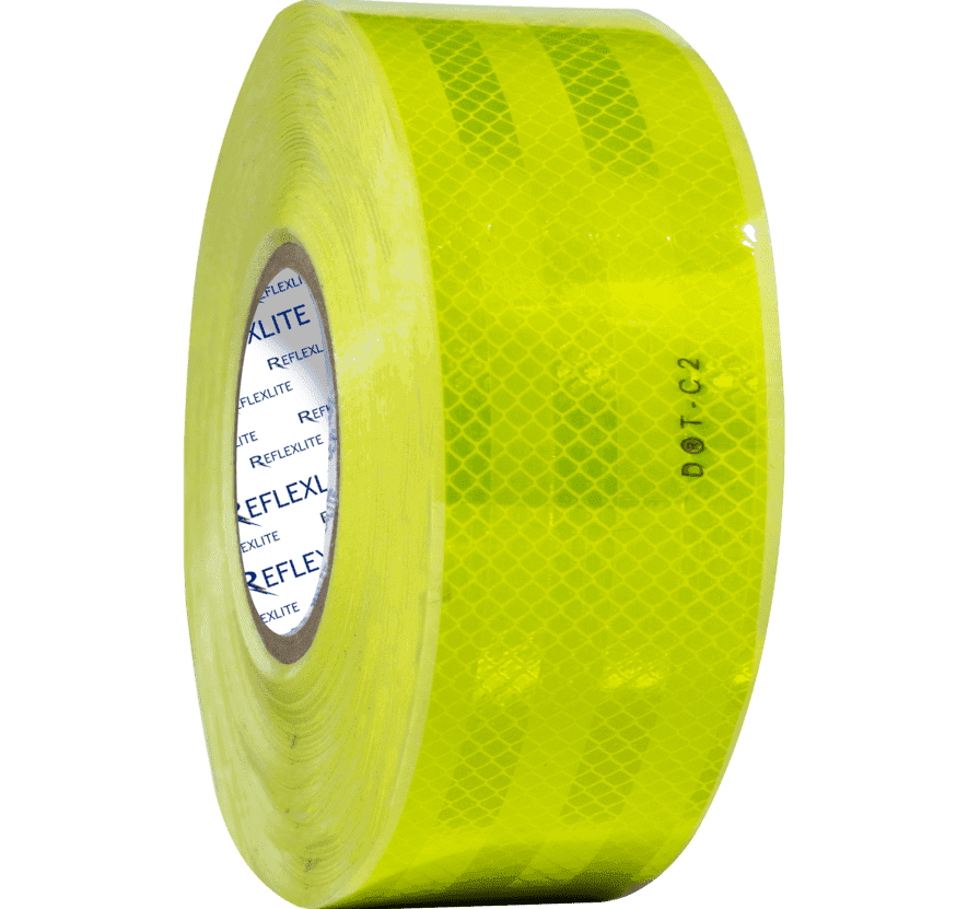 Cinta Reflectiva Verde Limón Sellada Con Lineas Y Logo 10CM(4″) 45.7 Mts - Astara
