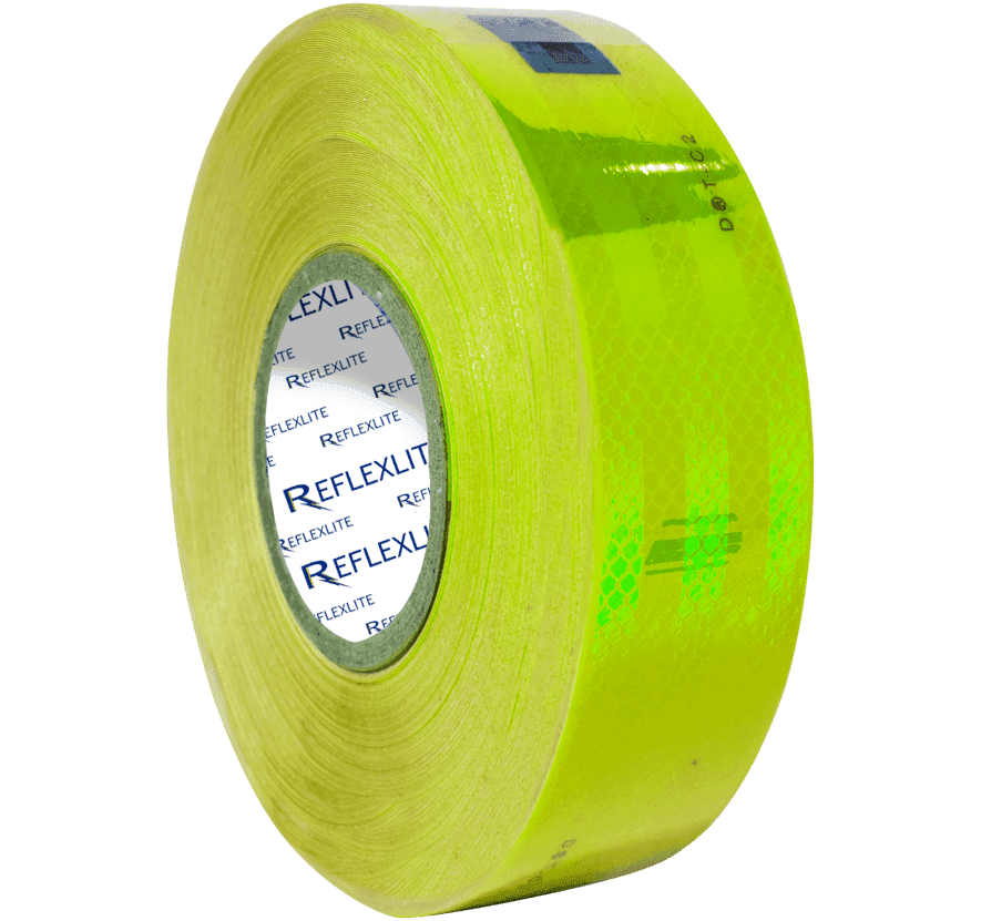 Cinta Reflectiva Verde Limon Sellada Con Lineas Y Logo 5CM(2″) 45.7 Mts - Astara