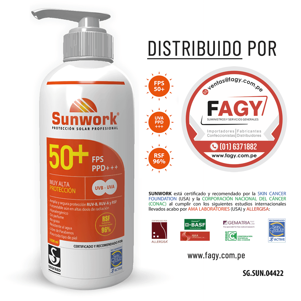 Bloqueador Solar Sunwork Fps 50+ De 1lt - Sunwork