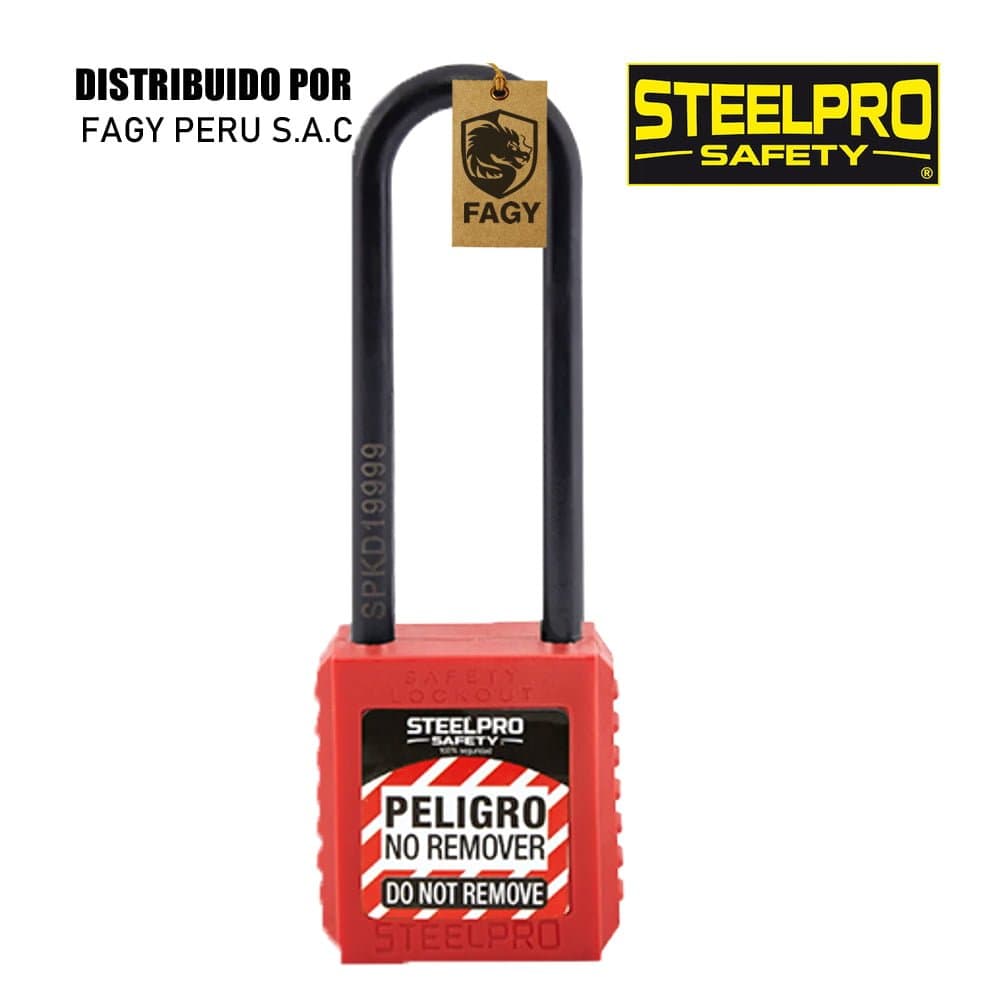 Candado x10 long dieléctrico Rojo - Steelpro