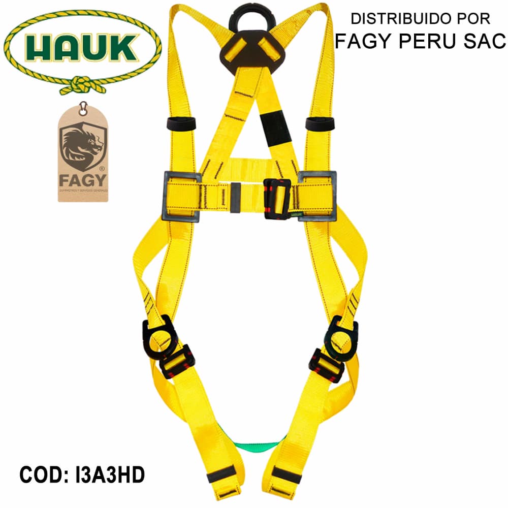 Arnes dielectrico de 3 anillas y 3 hebillas Hauk I3A3HD - HAUK