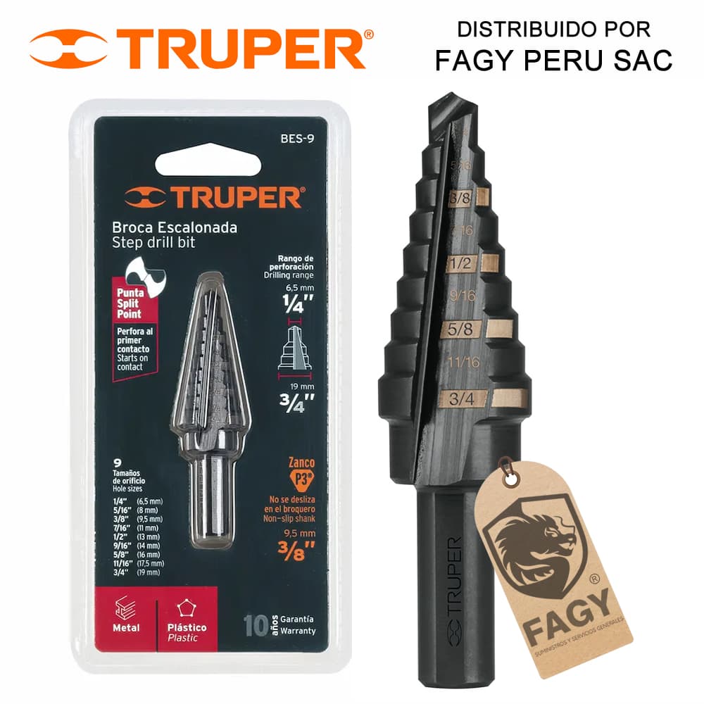 Broca escalonada 1/4″ a 3/4″ Truper 12123 - Truper