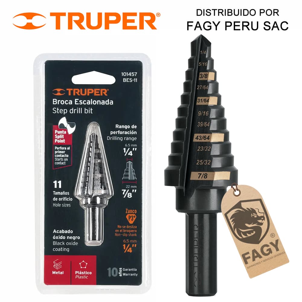 Broca escalonada 1/4″ a 7/8″ Truper 101457 - Truper