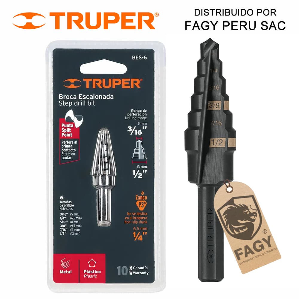Broca escalonada 3/16″ – 1/2″ Truper 12120 - Truper