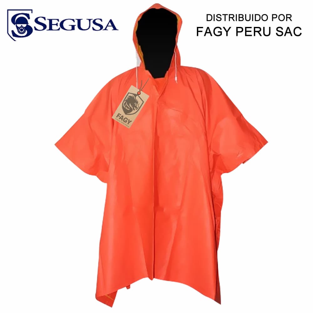 Poncho de pvc liviano color naranja - Segusa