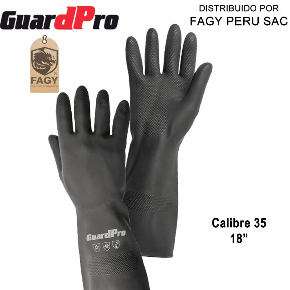 Guante de jebe calibre 35 largo 18″ guardpro - GuardPro