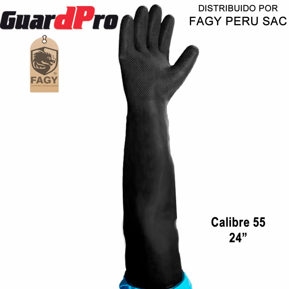 Guante de jebe calibre 55 largo 24″ guardpro - GuardPro