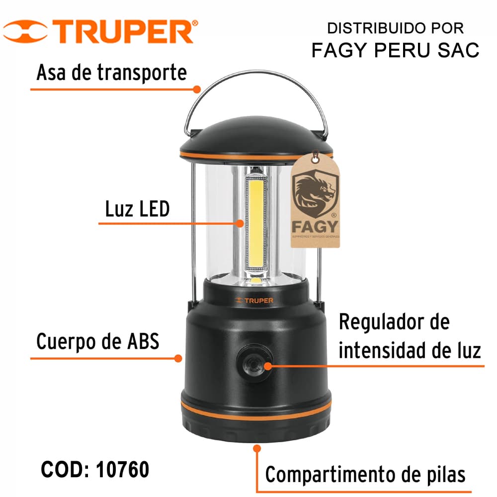 Linterna de campamento a pilas D truper 10760 - Truper