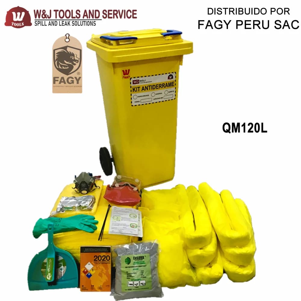 Kit antiderrame químico contenedor 120L - W Tools