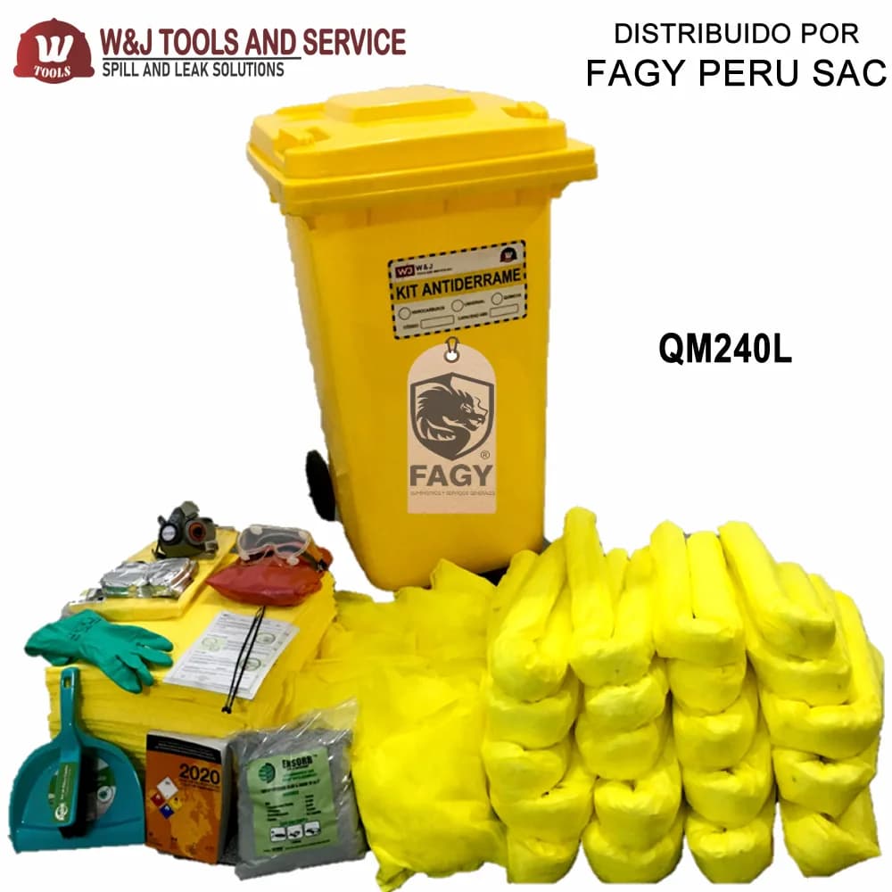 Kit antiderrame quimico contenedor 240L - W Tools