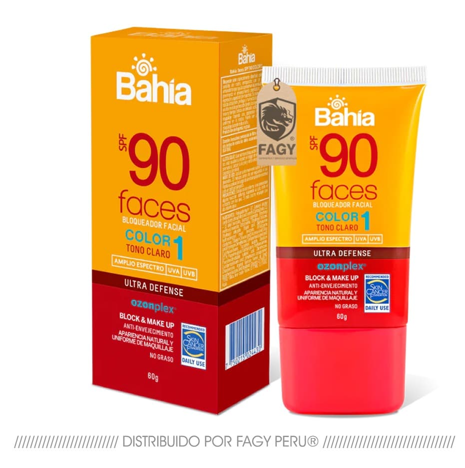 Bloqueador bahía faces color 1 Spf90 60 gr. - BAHÍA