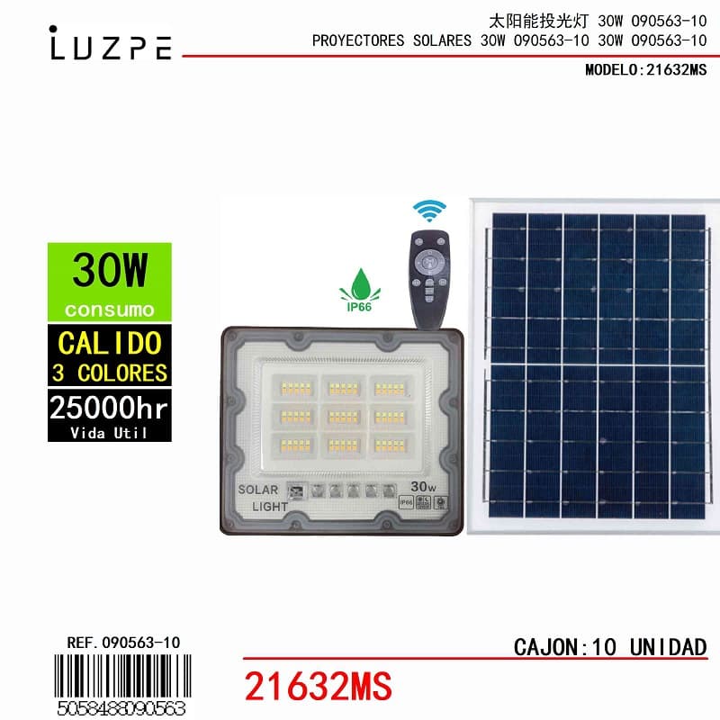 Panel Solar 3 Tonos de 30W - Importado