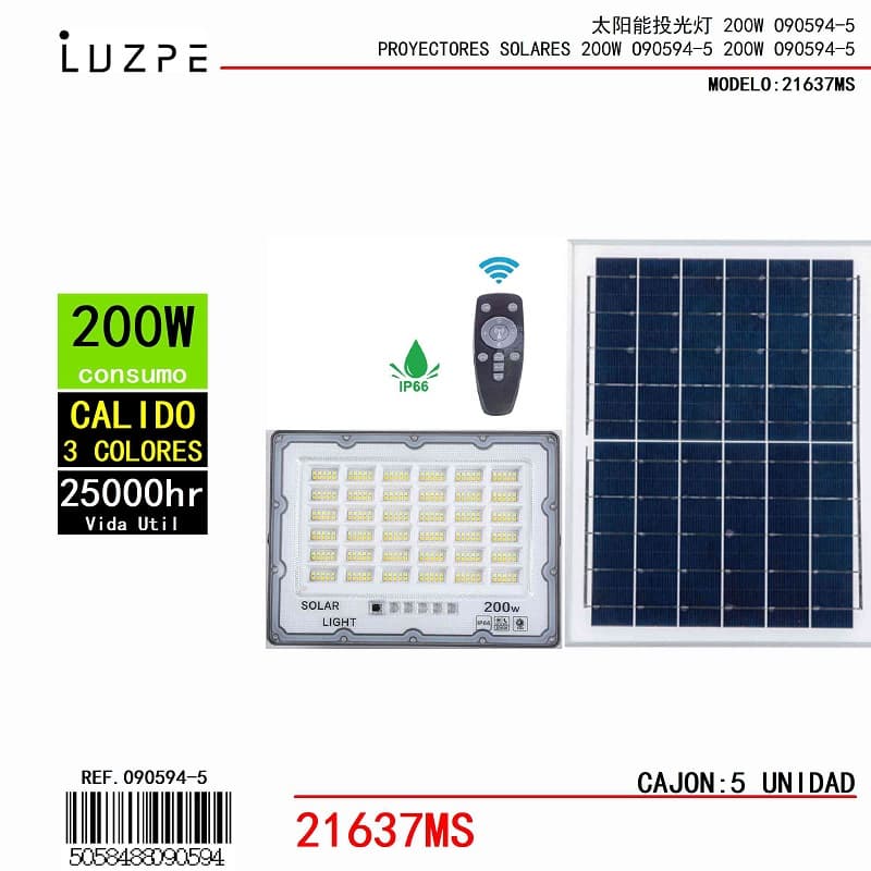 Panel Solar 3 Tonos de 200W - Importado