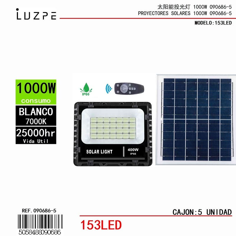 Panel Solar de 1000W Blanco - Importado