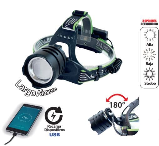 Linterna frontal recargable opalux OP3404 - Opalux