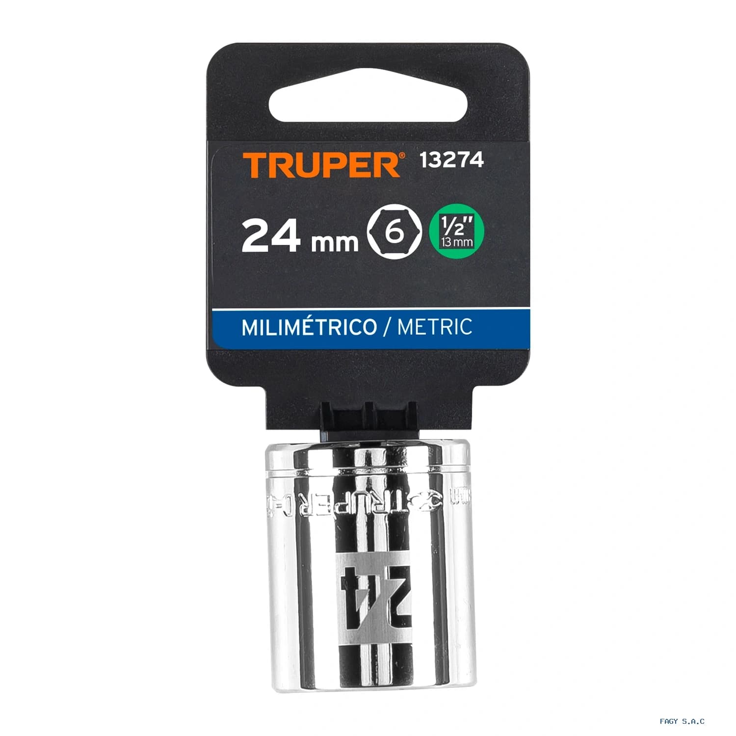 Dado de 24 mm, 6 puntas, cuadro 1/2", Truper 13274