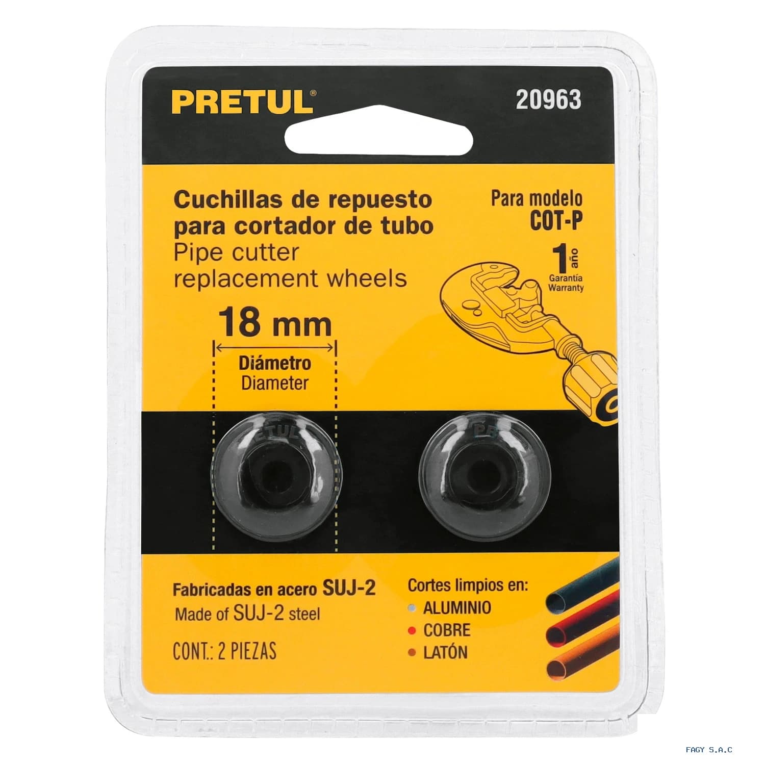 Blíster con 2 cuchillas para cortador de tubo COT-P Pretul 20963 - Pretul