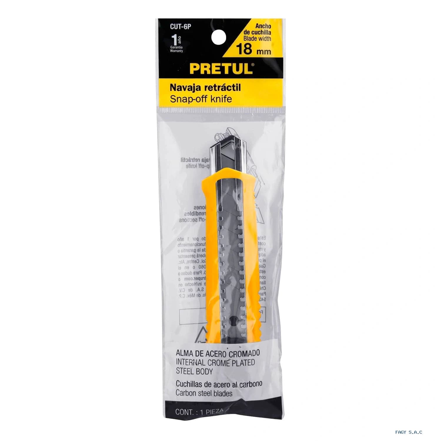 Cutter 18 mm plástico con alma metálica Pretul 22396 - Pretul