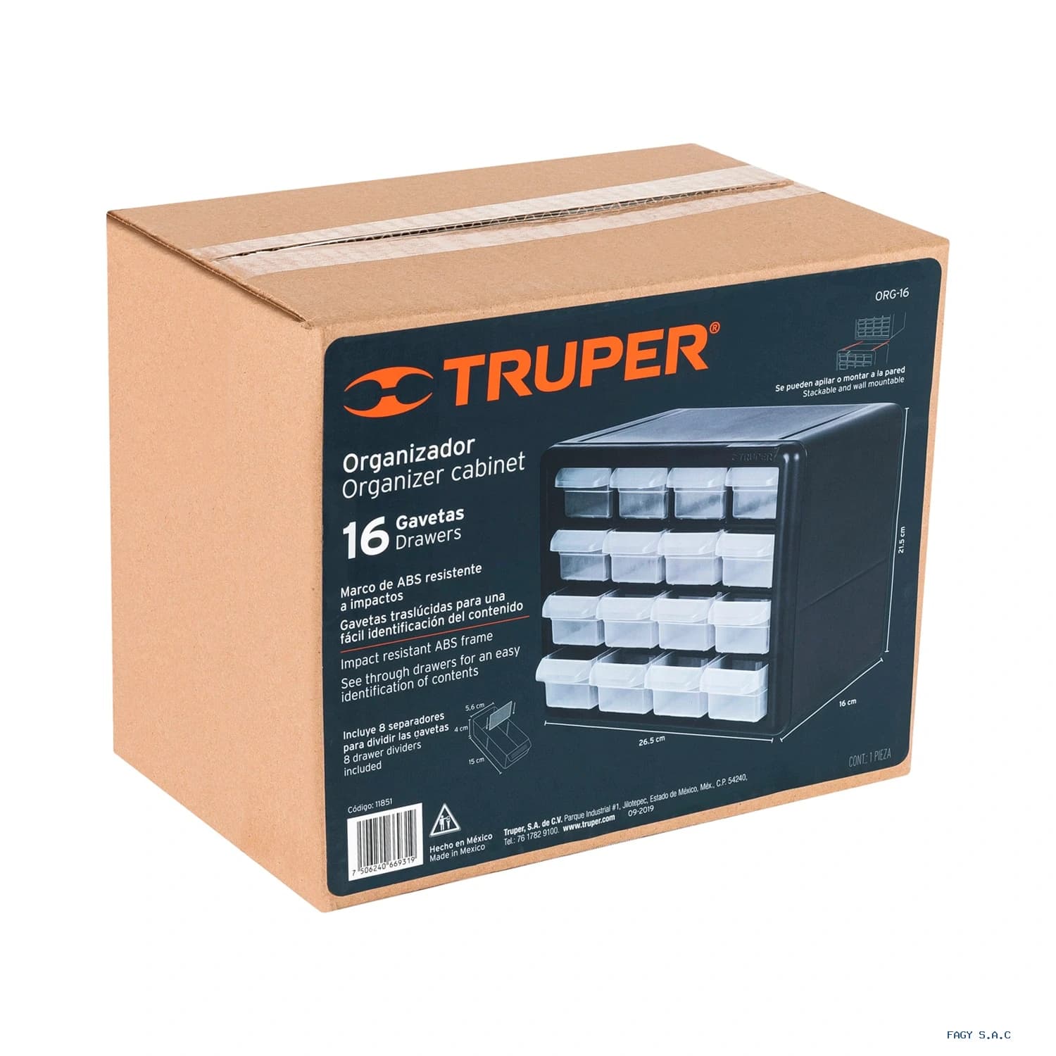 Organizador con 16 gavetas, Truper 11851