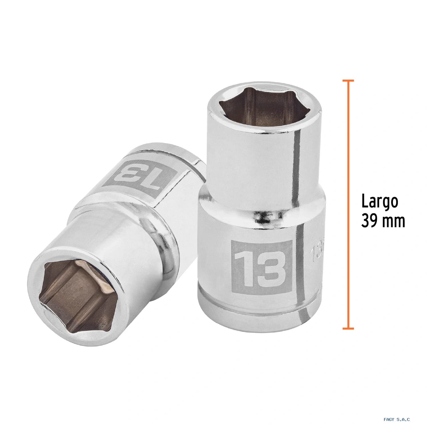 Dado de 13 mm, 6 puntas, cuadro 1/2", Truper 13263