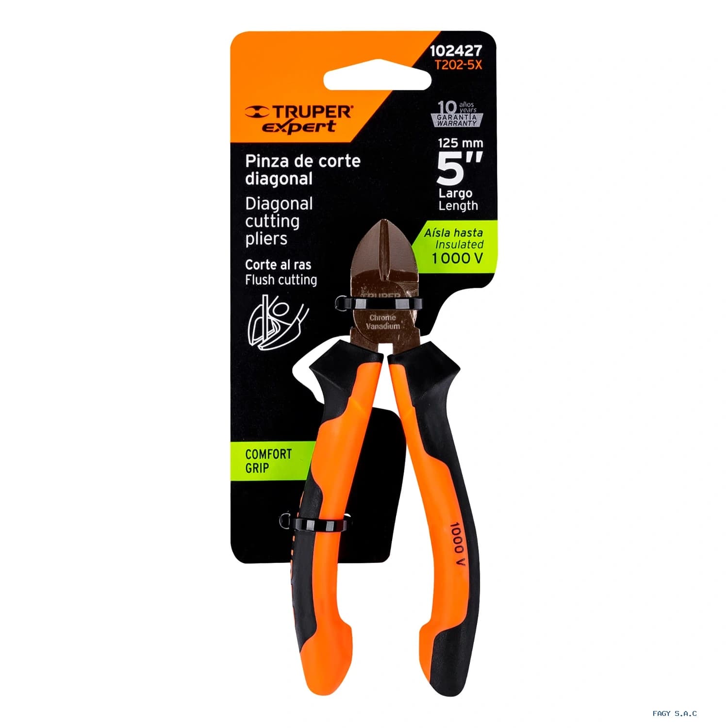 Alicate pinza corte diagonal 5" alta palanca, Comfort Grip, Expert 102427