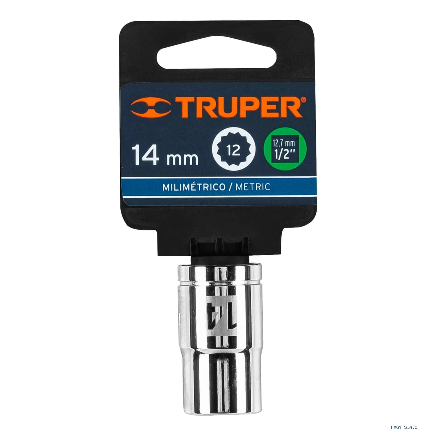 Dado de 14 mm, 12 puntas, cuadro 1/2", Truper 13528