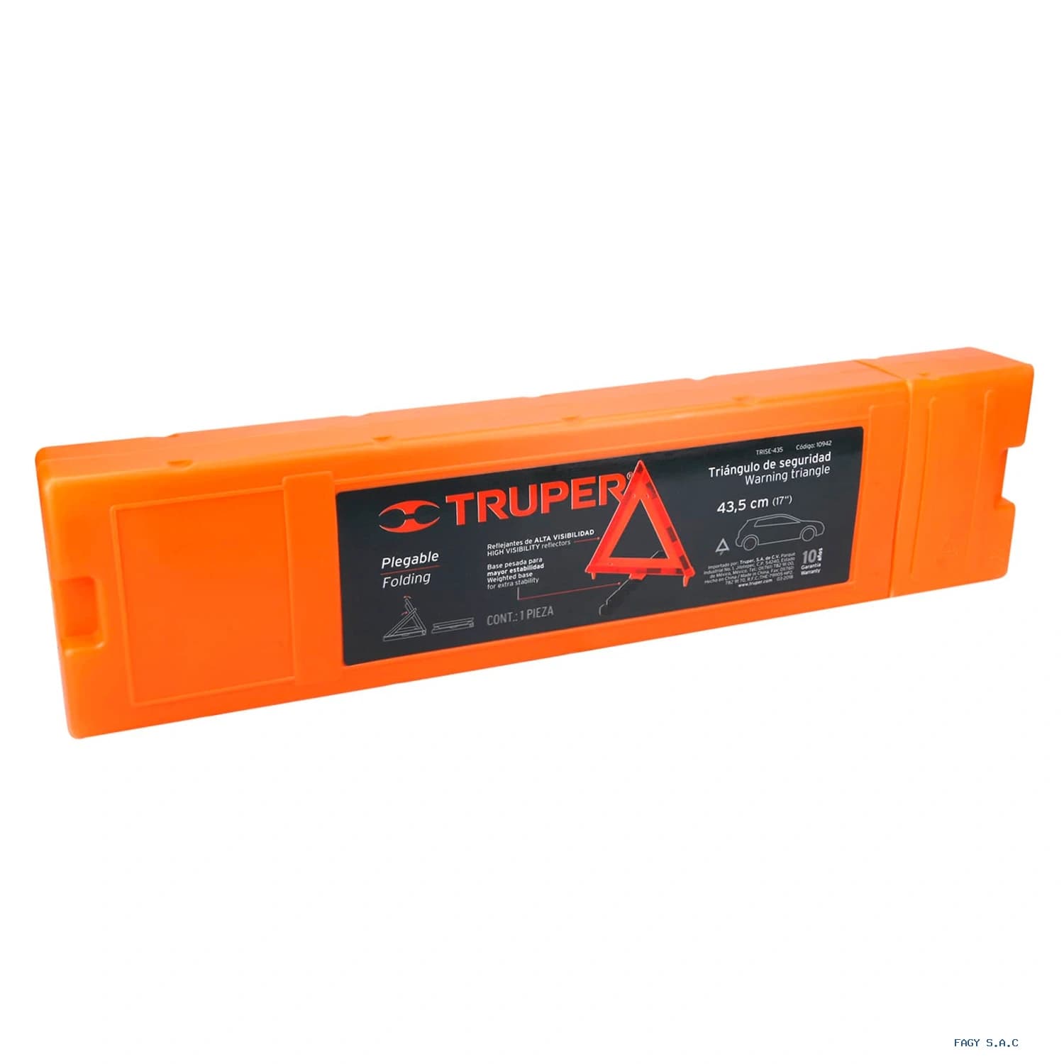 Triángulo de seguridad, 17", con estuche plástico, TRUPER 10942