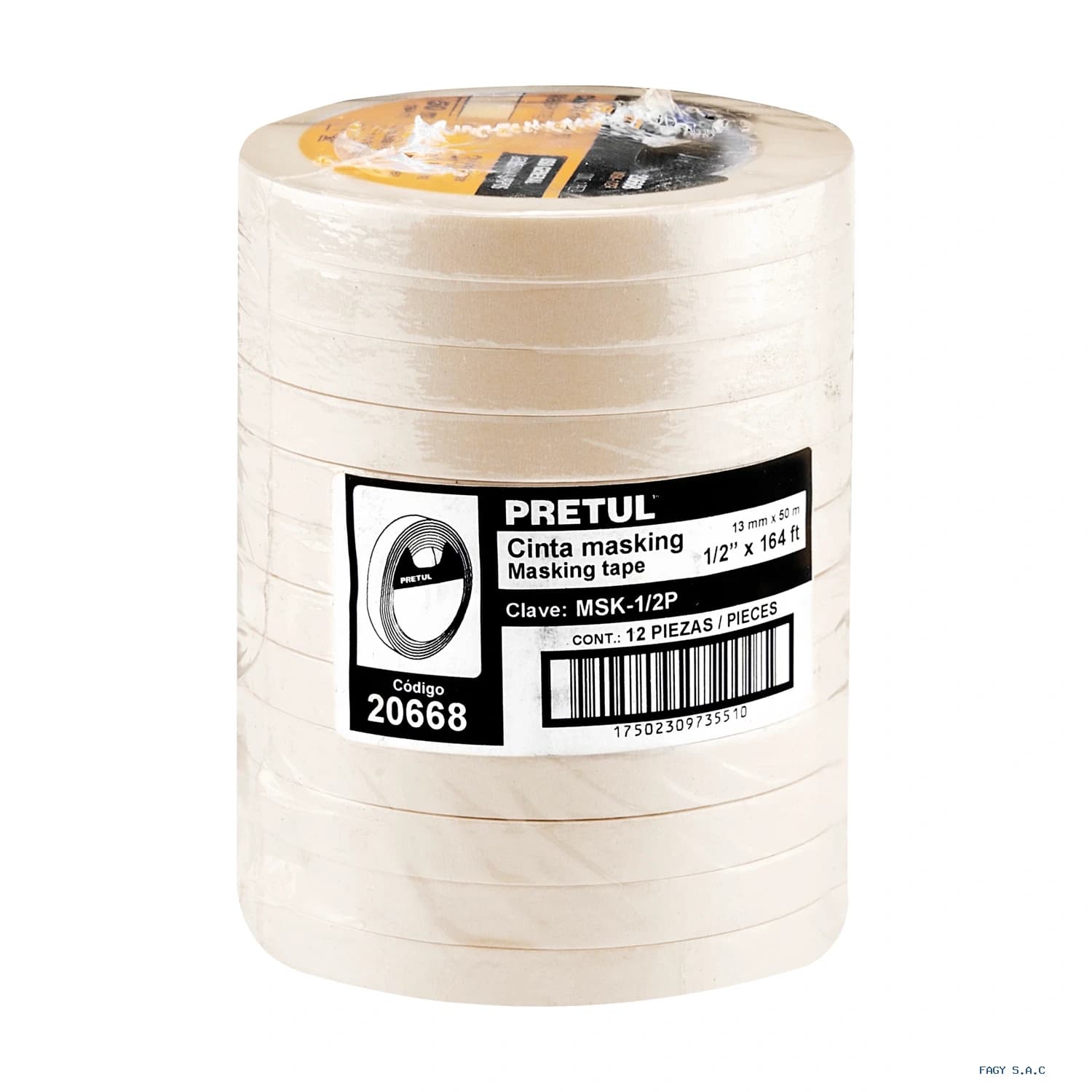 Cinta masking tape de 1/2″ x 50 m Pretul 20668 - Truper
