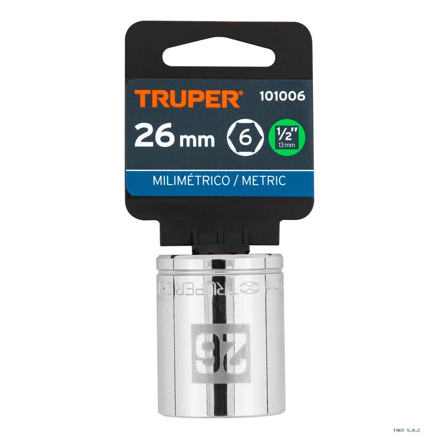 Dado de 26 mm 6 puntas cuadro 1/2″ Truper 101006 - Truper
