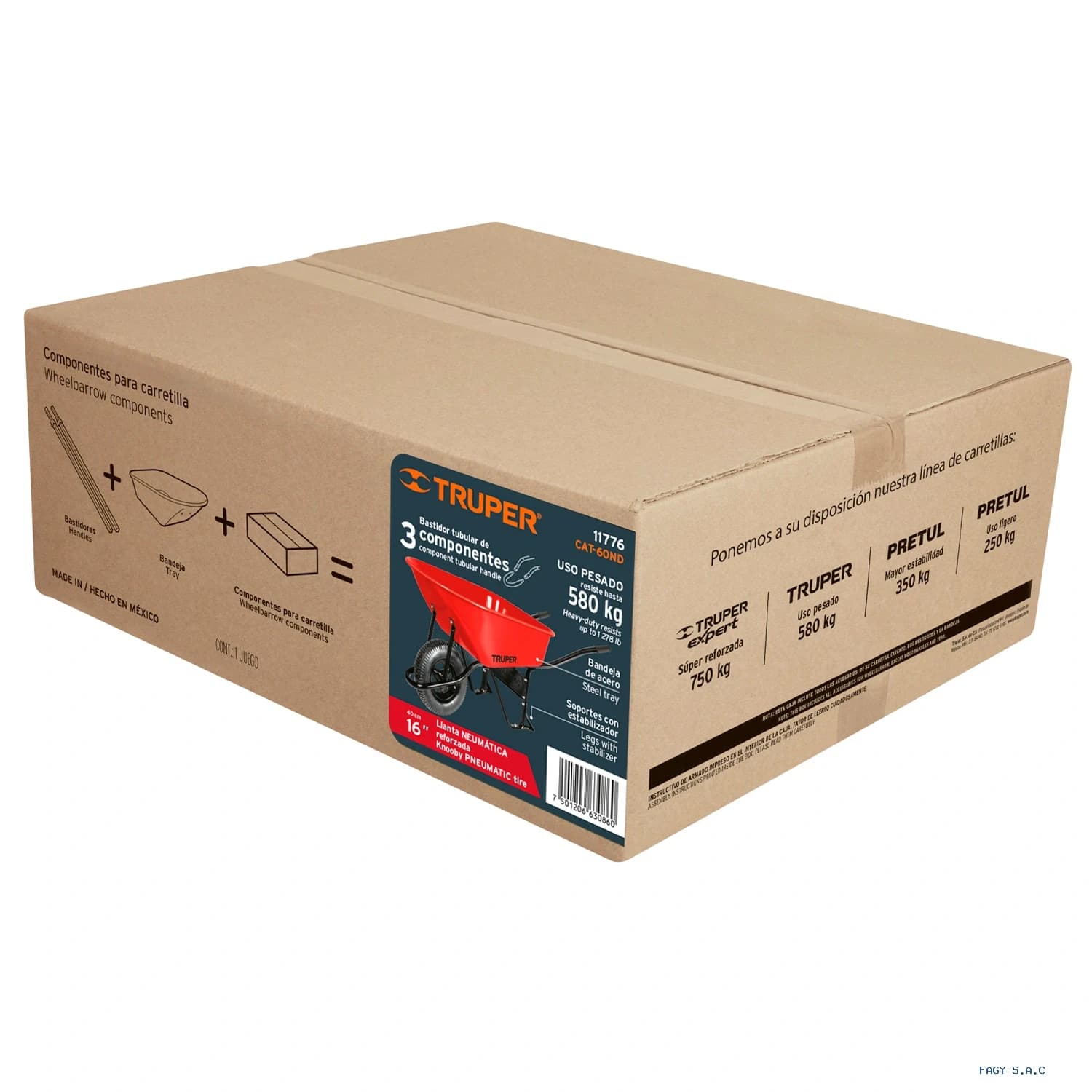 Carretilla 6 ft3 Neumática bastidor tubular Truper 11776 - Truper
