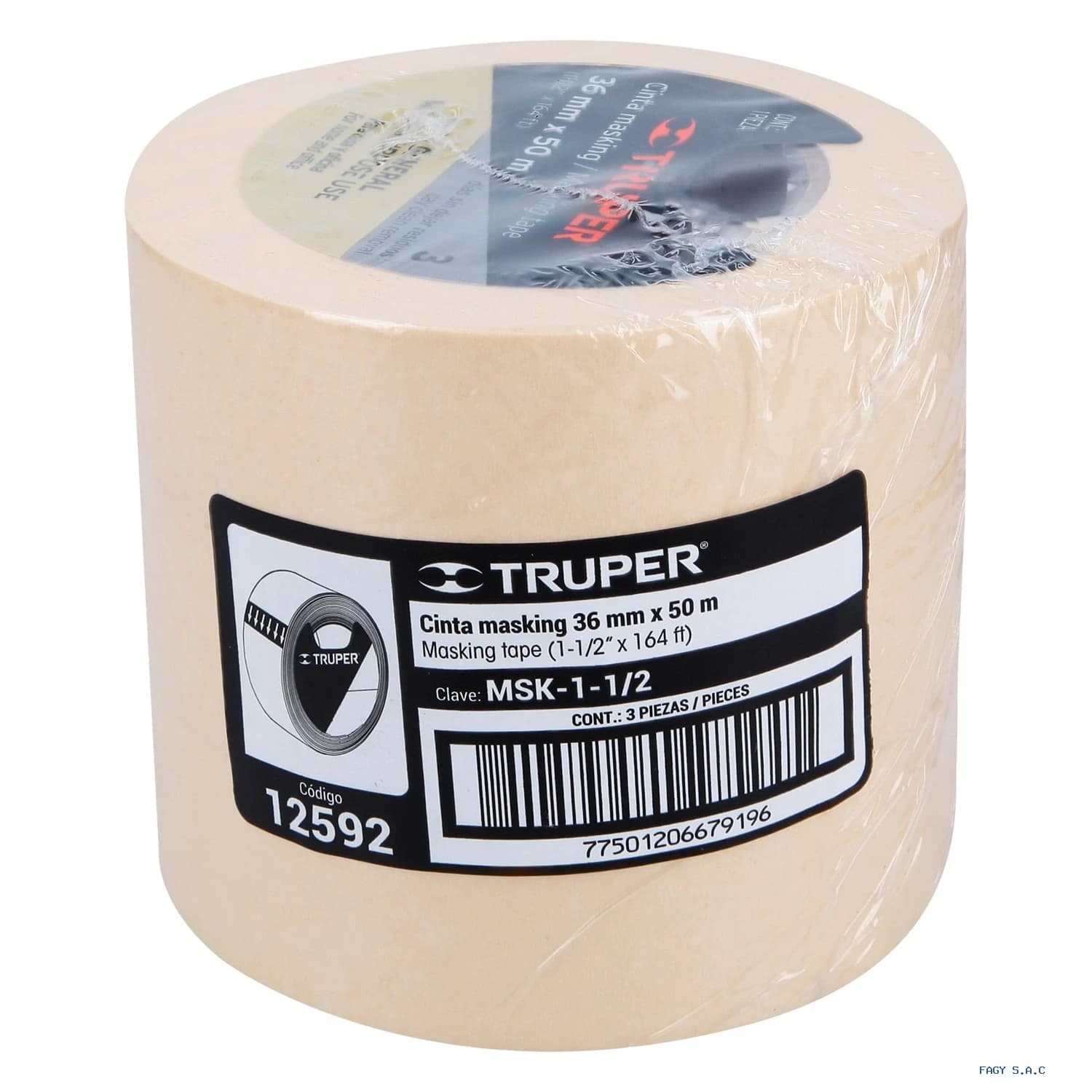 Cinta masking tape de 1-1/2″ x 50 m Truper 12592 - Truper