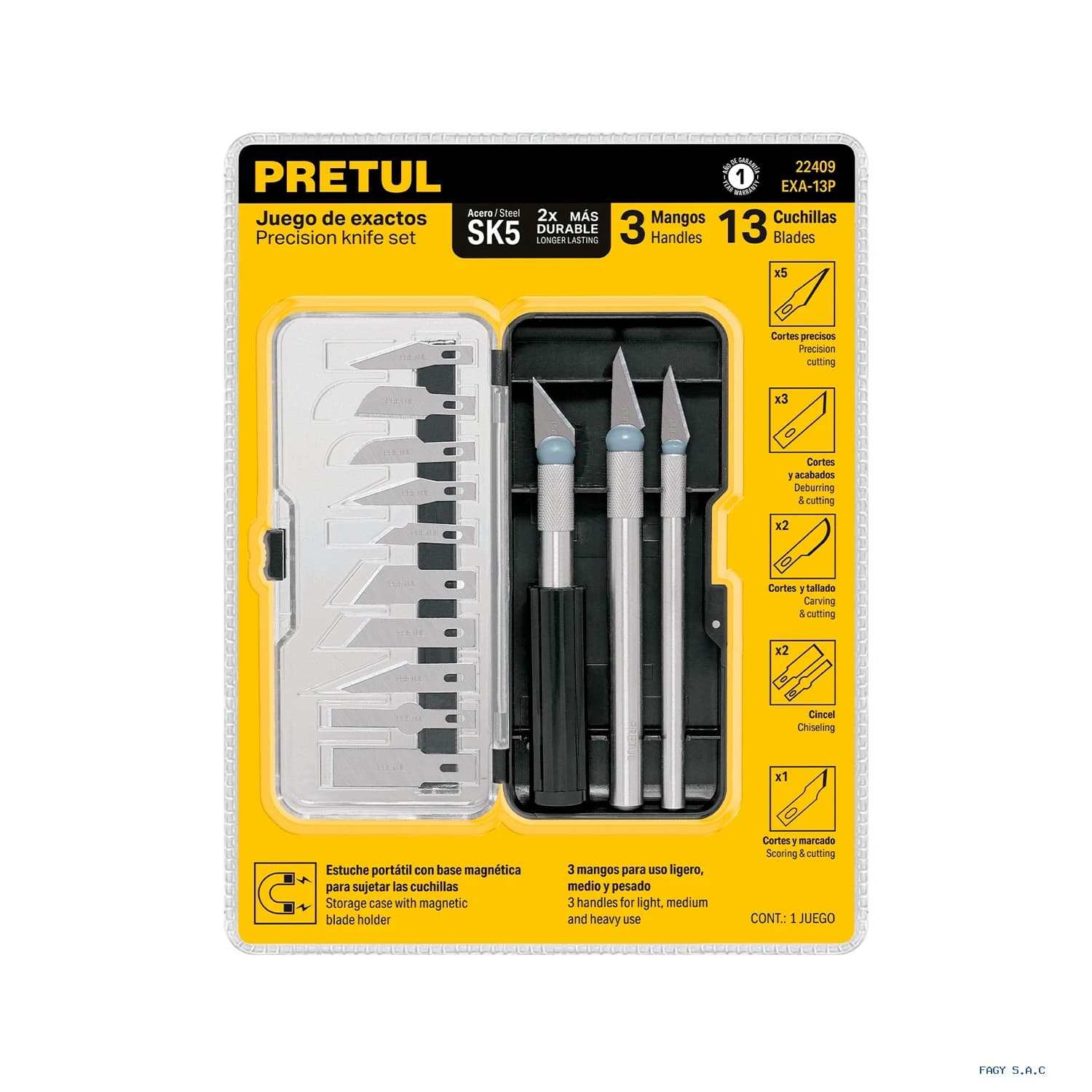 Juego de exactos con 13 cuchillas en estuche Pretul 22409 - Pretul
