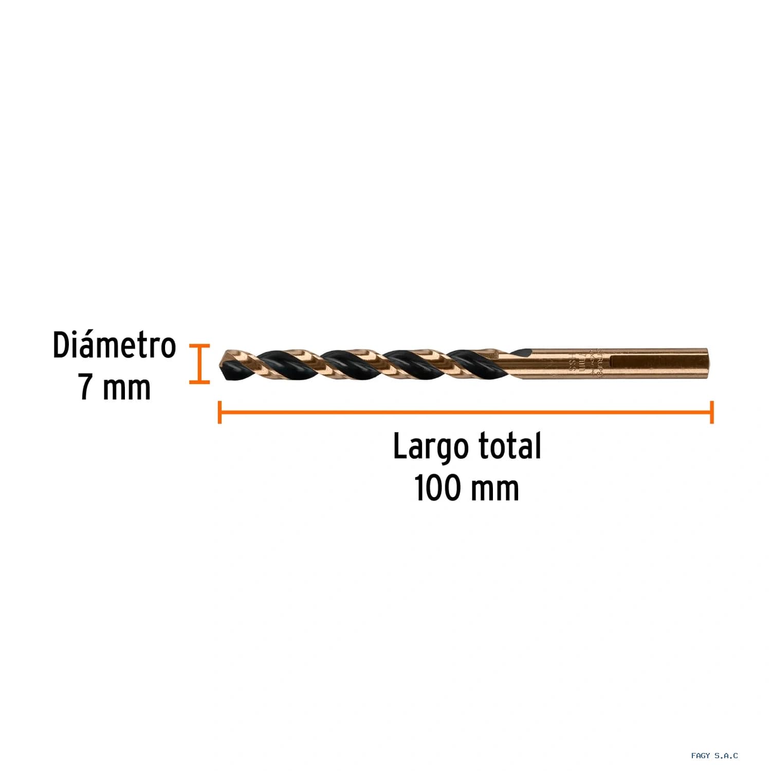 Broca HSS 7.0 mm Trugold para metal, Truper Expert 14153