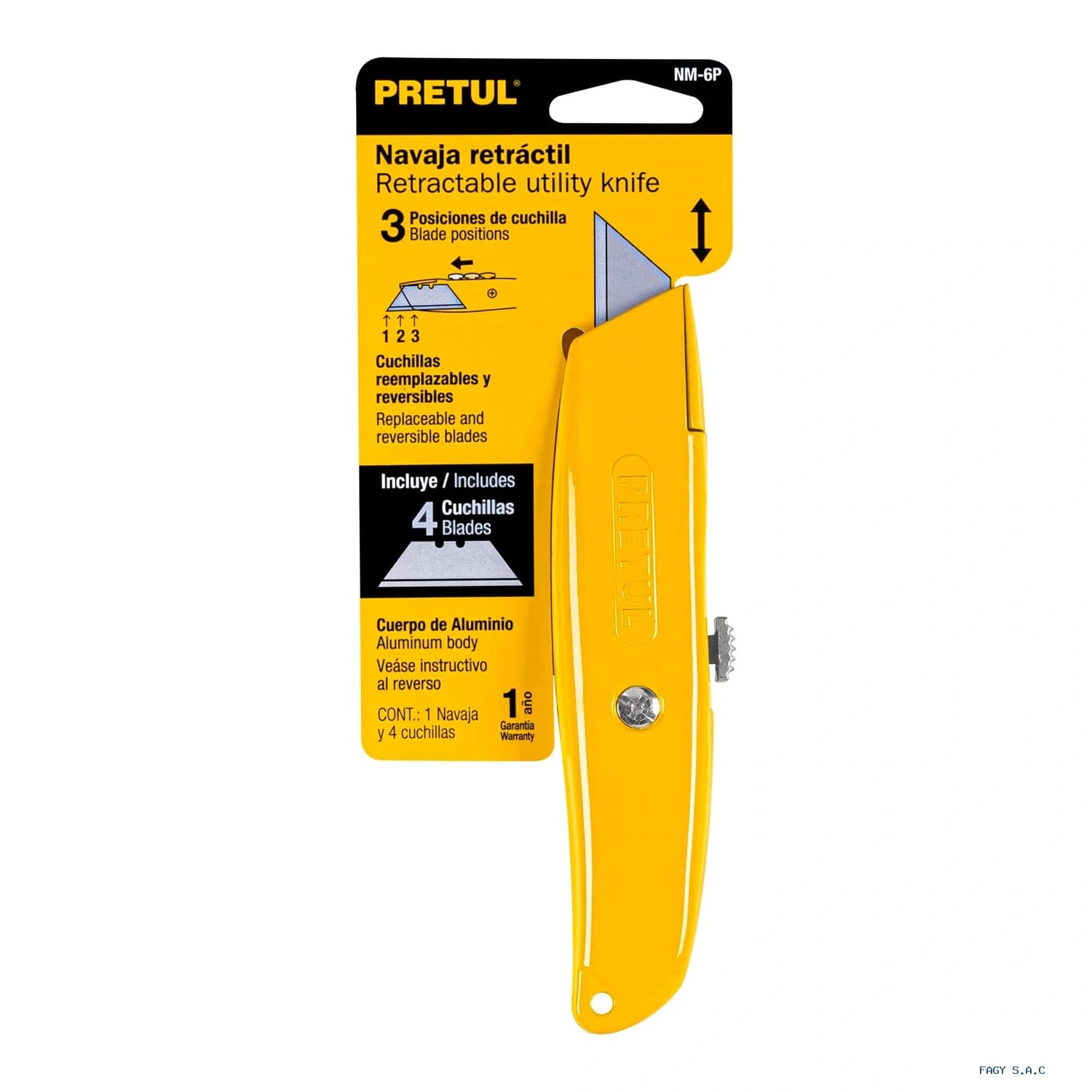 Navaja retráctil cuerpo de aluminio, Pretul 22400 - Pretul