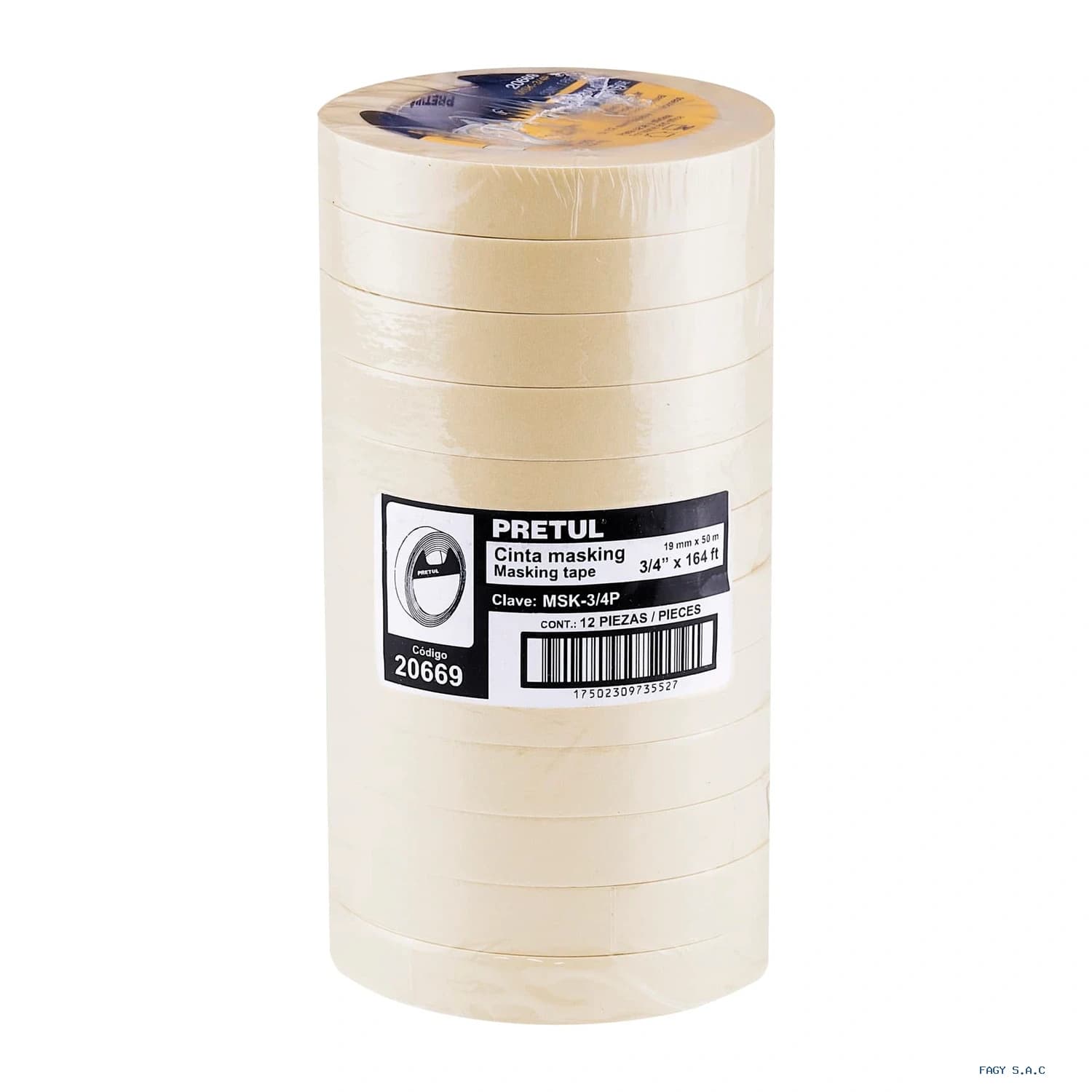 Cinta masking tape de 3/4″ x 50 m Pretul 20669 - Truper