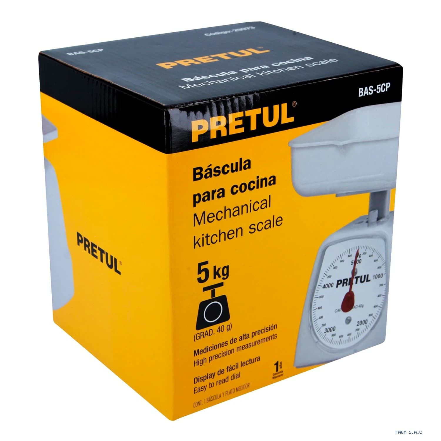 Báscula mecánica para cocina 5 Kg, Pretul 29973