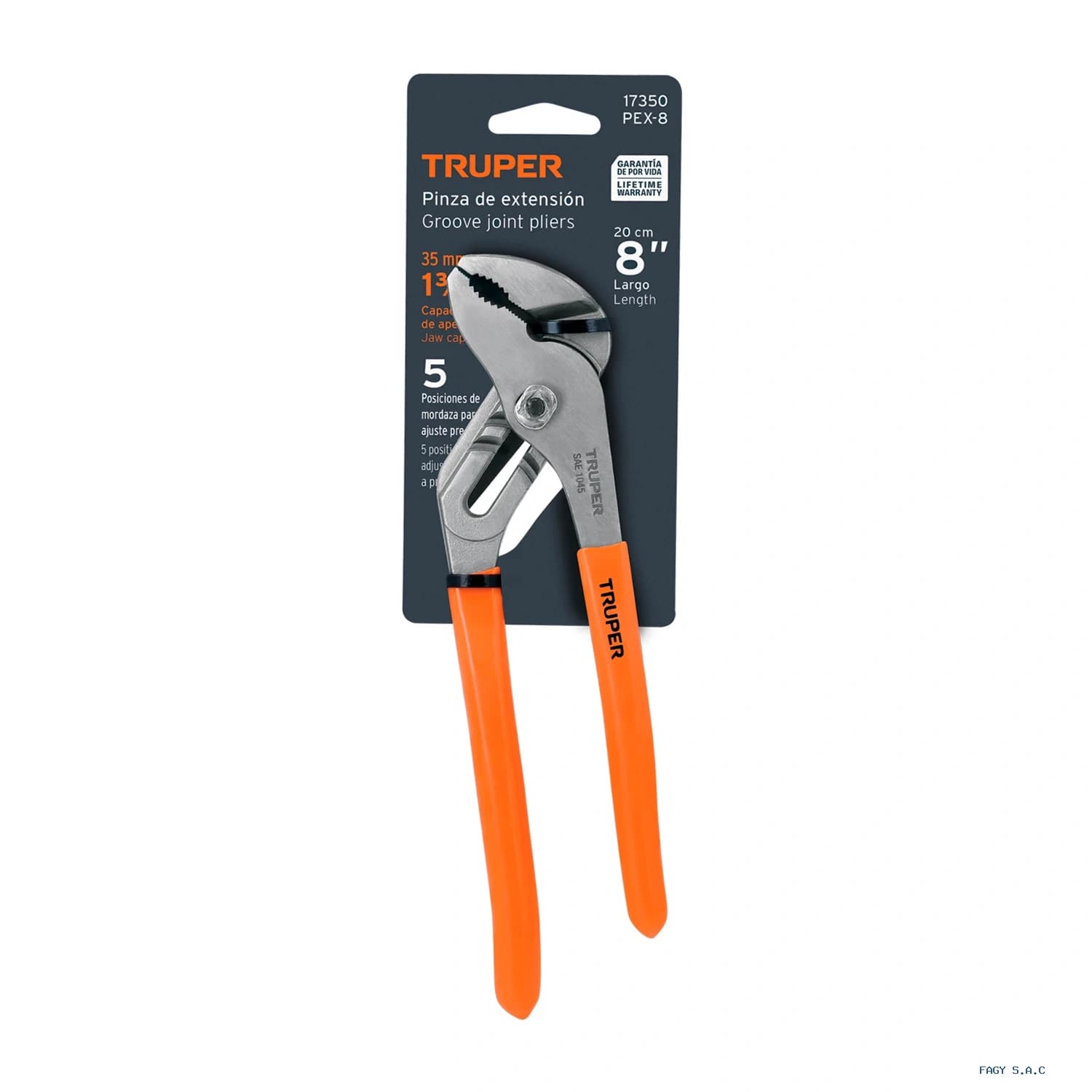 Pinza de extensión 8" mango de PVC, Trupe 17350