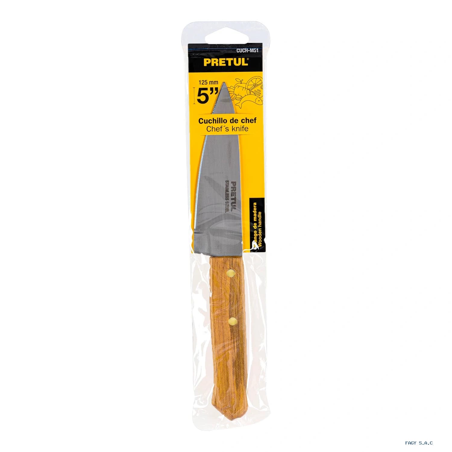 Cuchillo de chef 5″ mango de madera Pretul 23079 - Pretul
