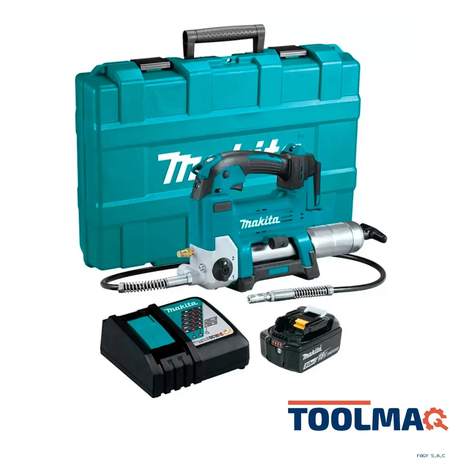 Pistola engrasadora 18V / 10,000 PSI – 2 Vel. / Con Baterías x1 5.0AH DGP180RTB