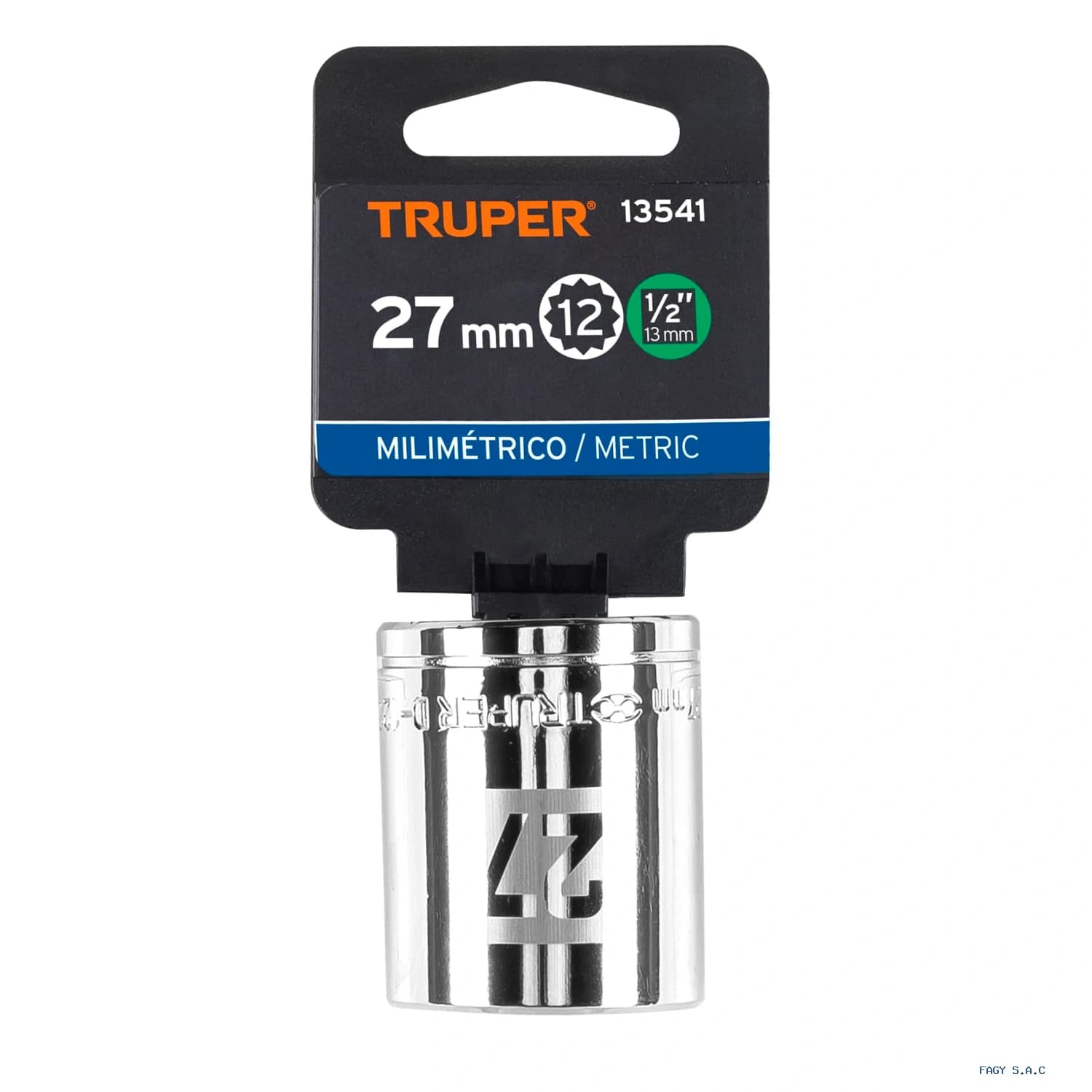 Dado de 27 mm, 12 puntas, cuadro 1/2", Truper 13541