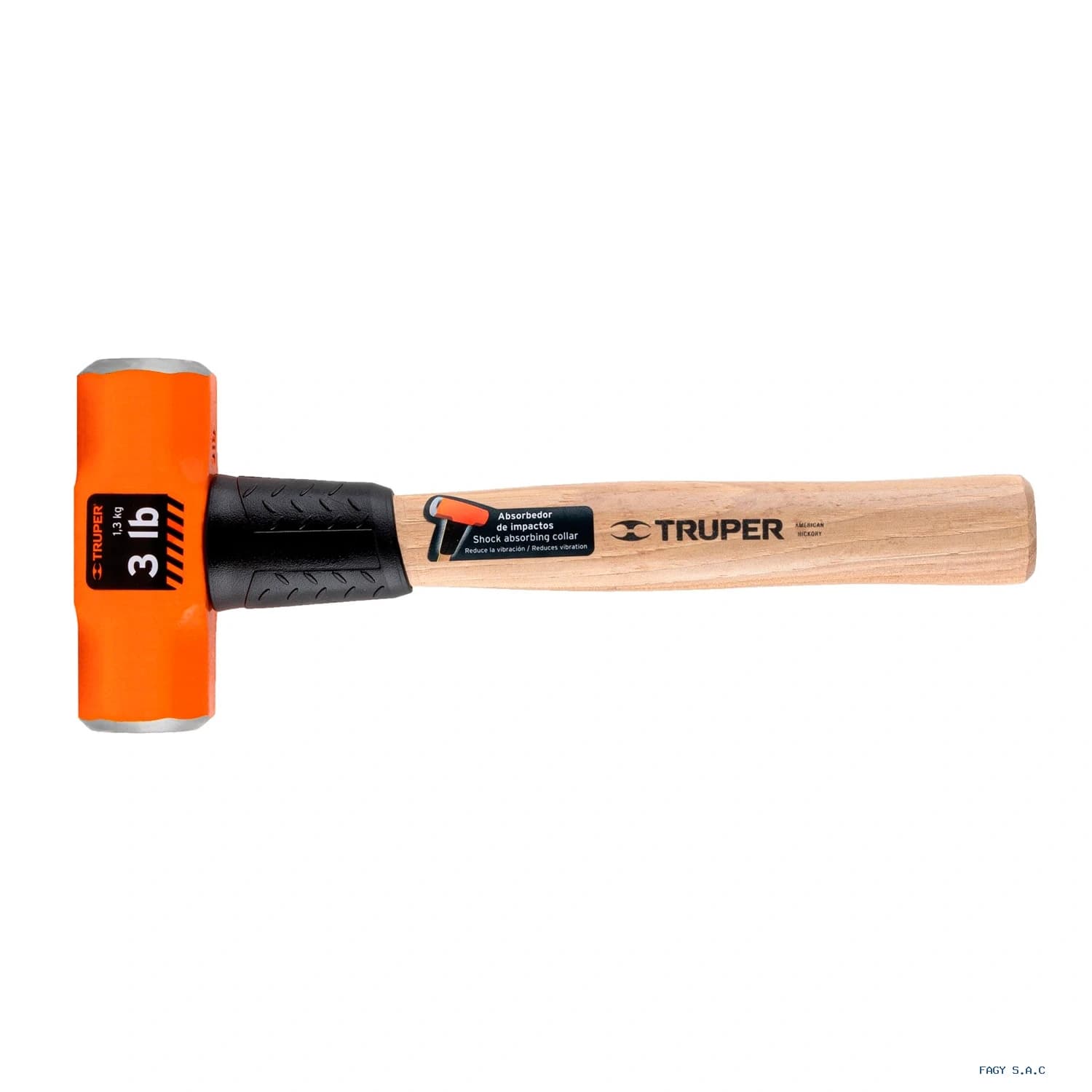 Marro octagonal 3 lb, mango de madera 12", Truper 16507