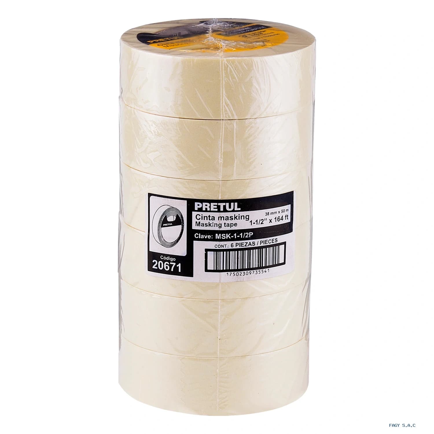 Cinta masking tape de 1-1/2″ x 50 m Pretul 20671 - Truper