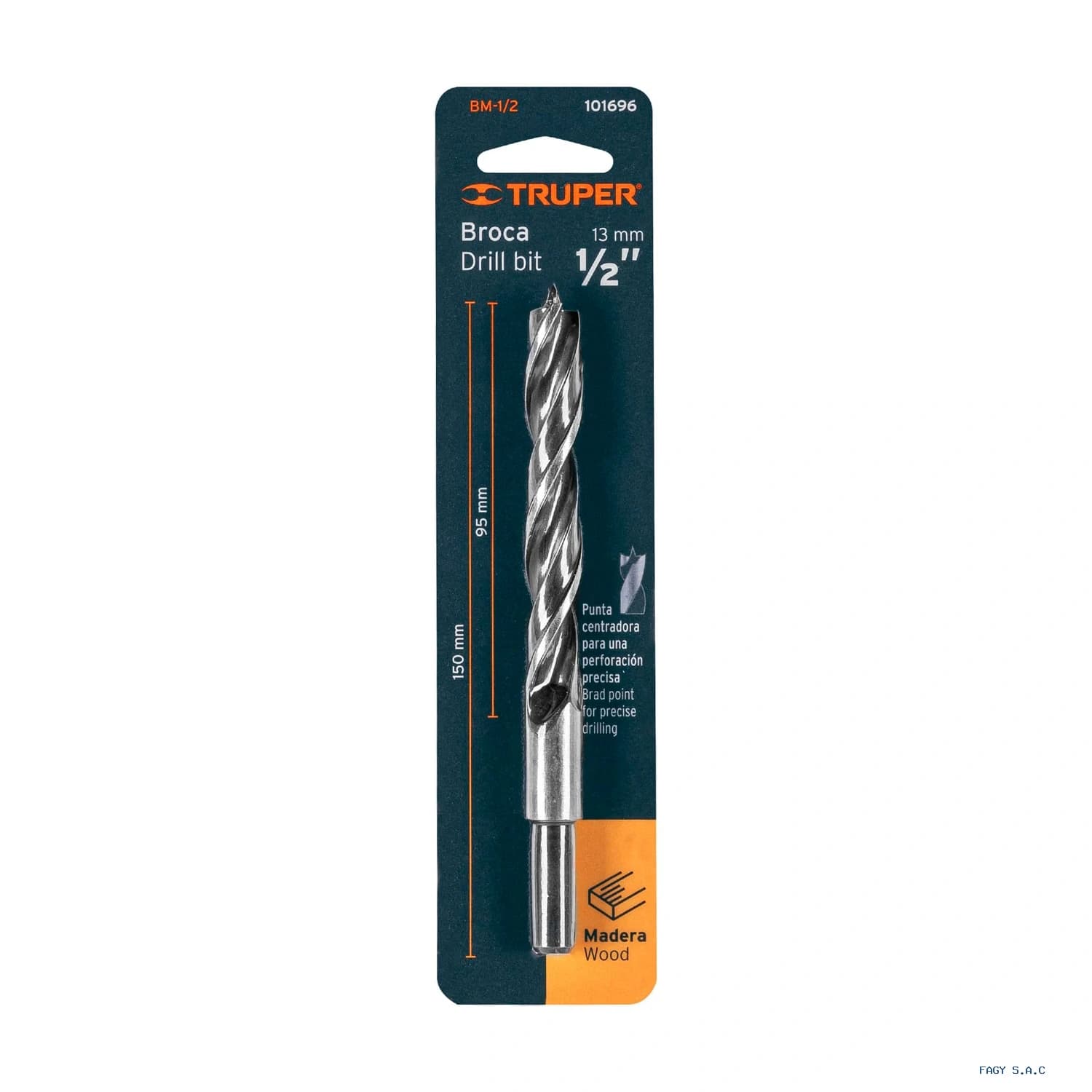Broca con punta centradora para madera 1/2″ TRUPER 101696 - Truper