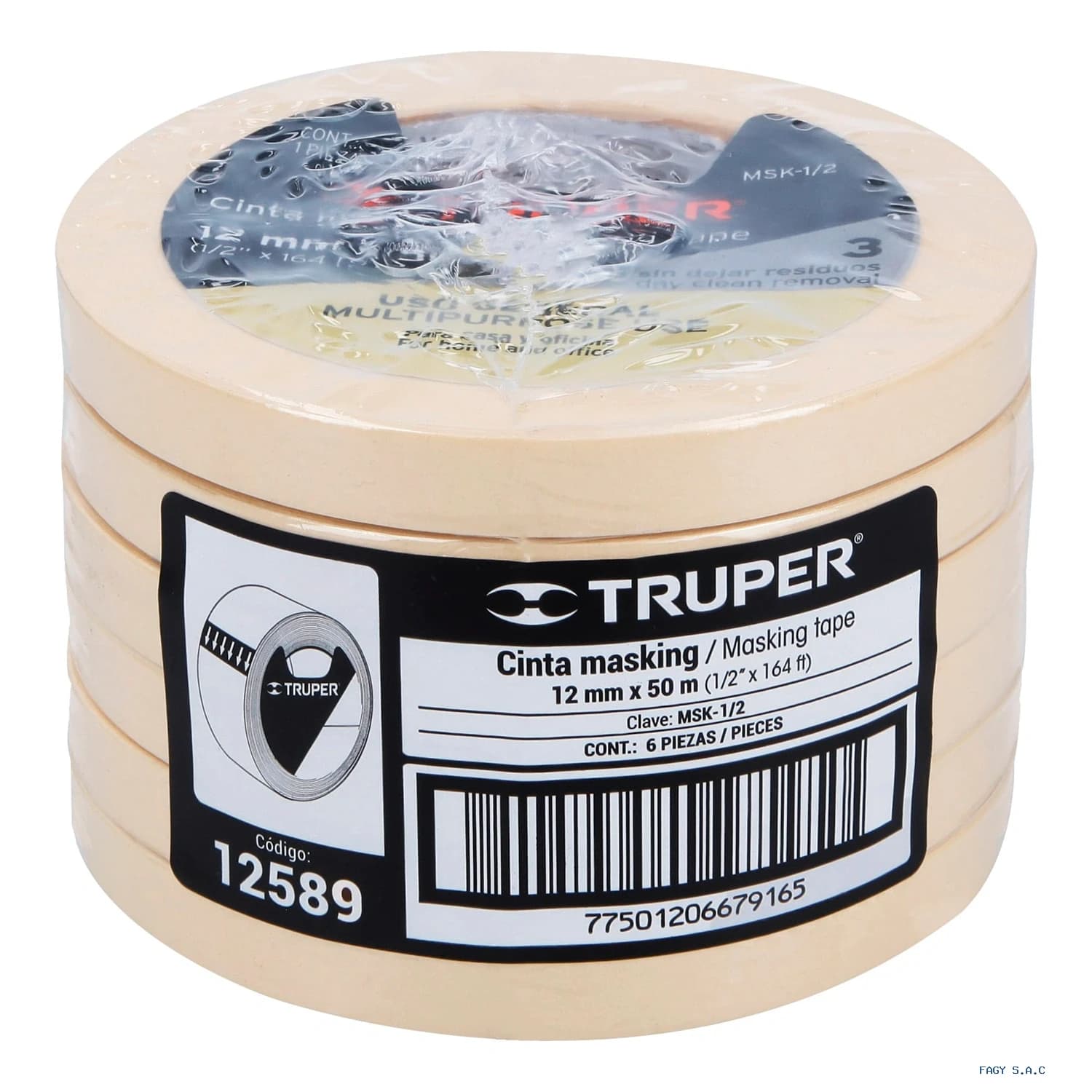 Cinta masking tape de 1/2″ x 50 m Truper 12589 - Truper